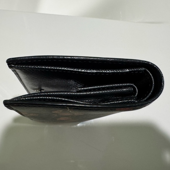 PRADA Saffiano Leather Small Bifold Wallet Black Floral Print - Picture 12 of 14